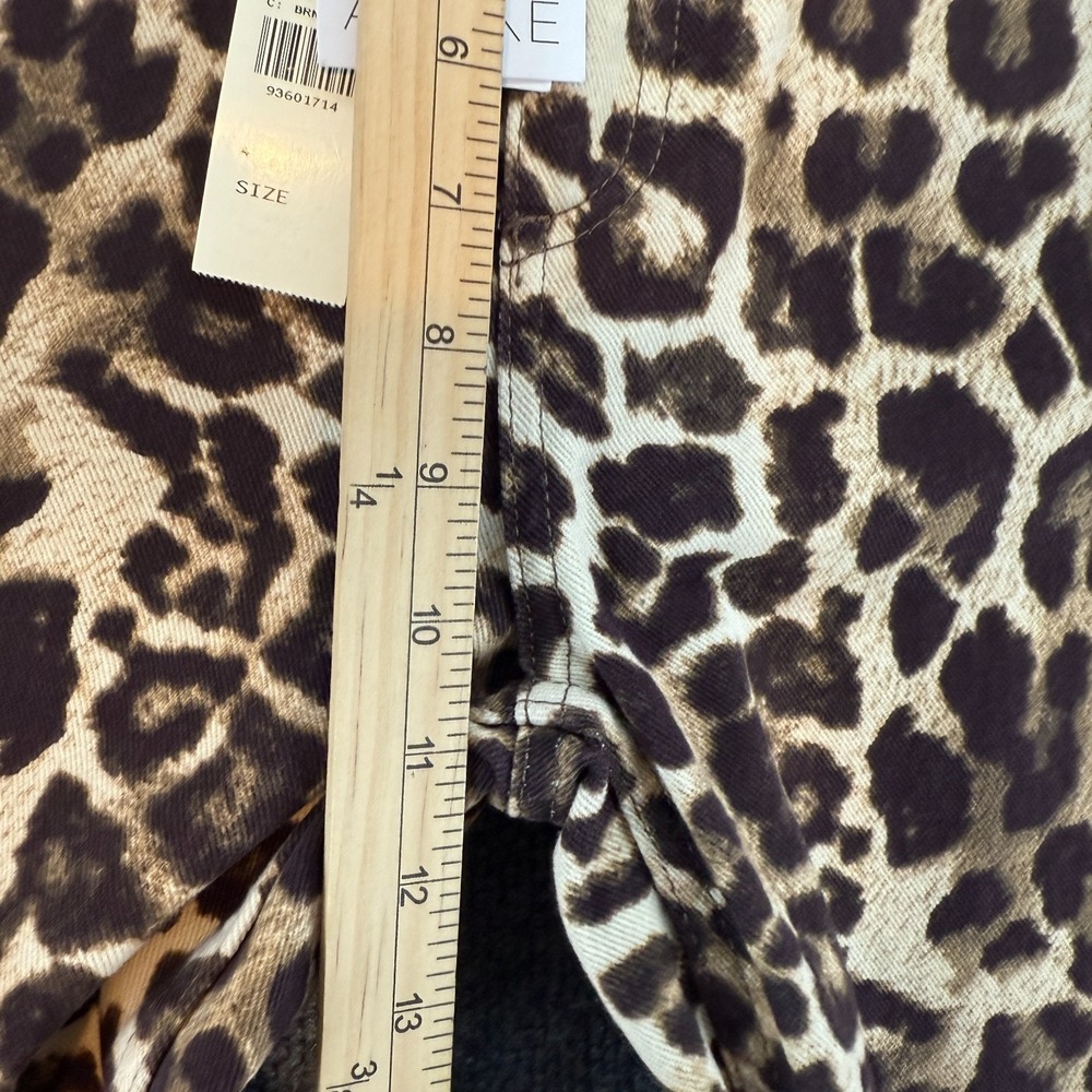 Aligne Jeans Womens 26 Brown Leopard Print High Rise Straight Y2K Festival Party - Picture 9 of 11